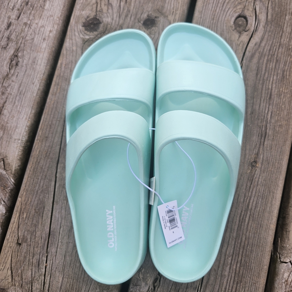 Blue Double strap slide Sandals size 8